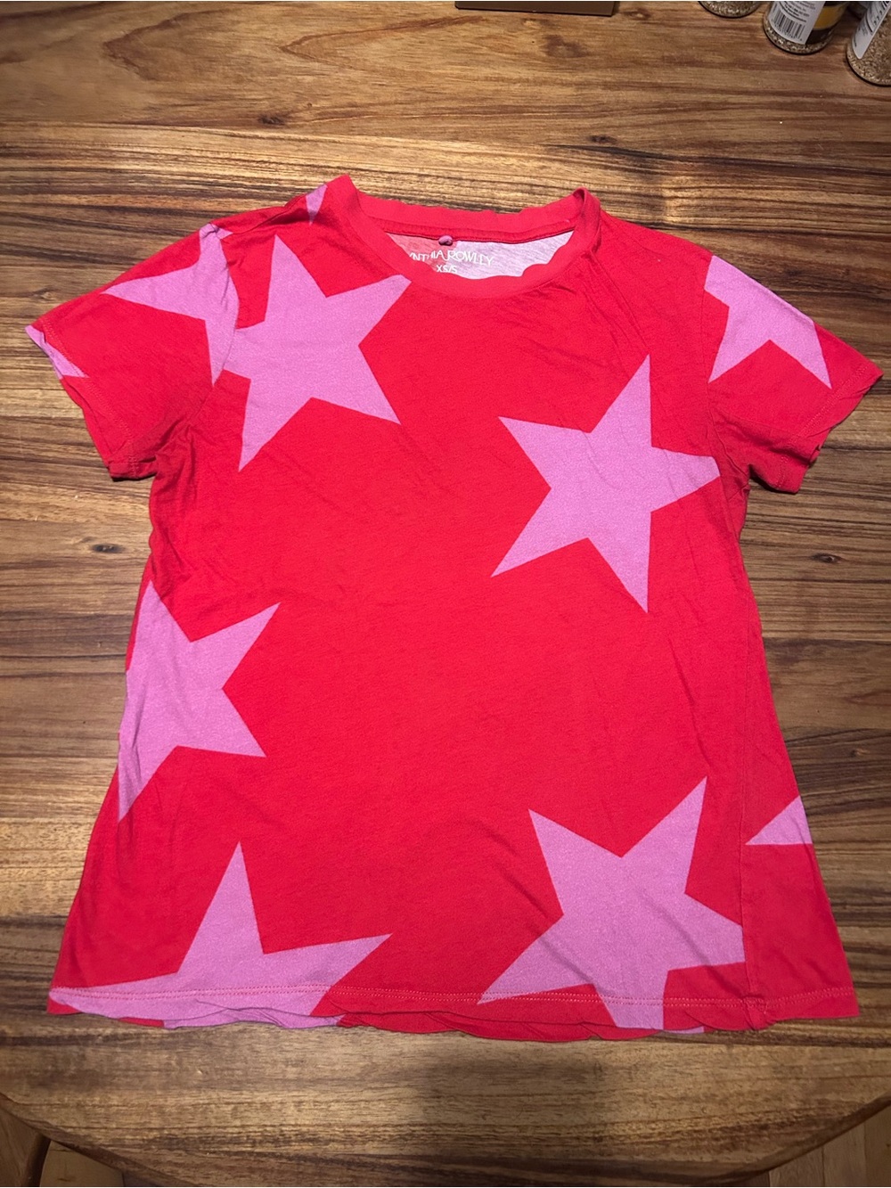 Cynthia Rowley Red Tee with Playful Pink Star Print